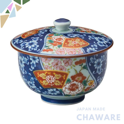 【made in japan】
Arita Porcelain Dye-Patterned Fan Flower Cup with Lid | Covered Sencha Tea Cup (10×8.2cm, 180cc) - Perfe