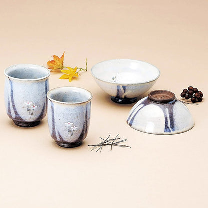 [Made in Japan] Japanese Ceramic Tea Cup (Large) with Matsuo Basho's Ume-Hashi Grass Design - Product Code: S38321380