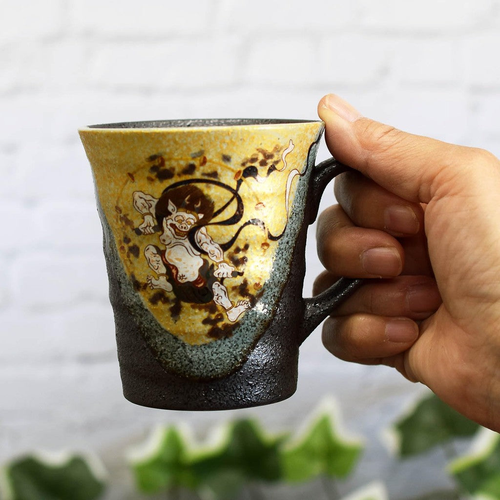 Stylish Kutani Ware Pair Mug Set - Kuro-Akira Design, High-Quality Kutani Porcelain, Japanese Imported Tableware, Perfect for Gourmet Experience.