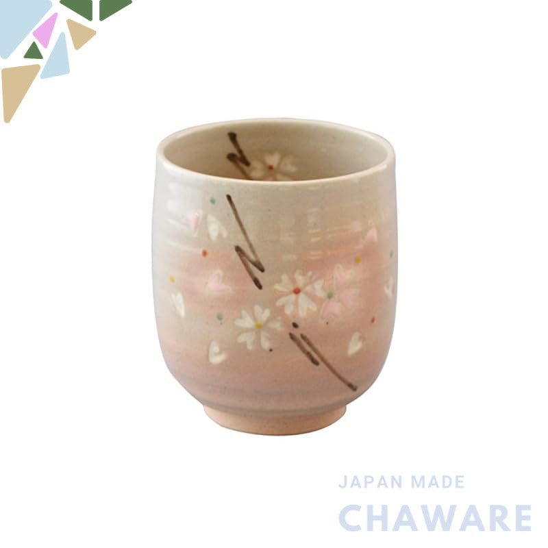 【made in japan】
Kyoto Ware Kiyomizu-yaki Sekito-bo Small Tea Cup, Porcelain with Cherry Blossom Design, Powdered Glaze A