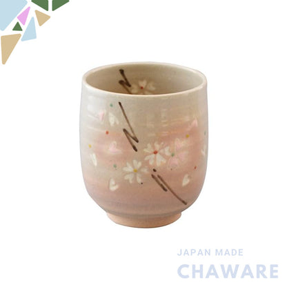 【made in japan】
Kyoto Ware Kiyomizu-yaki Sekito-bo Small Tea Cup, Porcelain with Cherry Blossom Design, Powdered Glaze A