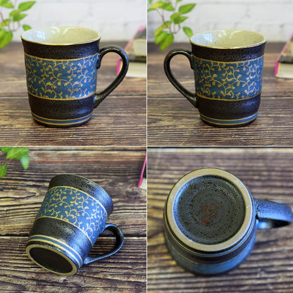 Stylish Kutani Ware Blue Mug with Gold Pattern by Waza no Kura - Premium Japanese Tableware, Perfect Birthday Gift, High-Quality Brand. Chaware
