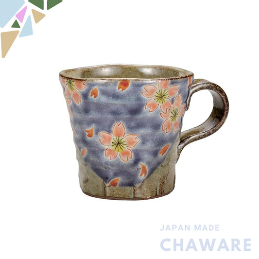 Kutani Ceramics - Iwataya Cherry Blossom Mug by Kuniyo Okada, K8-874 - Elegant Japanese Fine Porcelain Cup for Tea and C