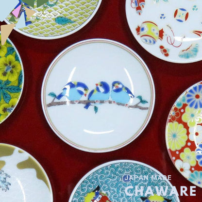 【made in japan】
Stylish Kutani Ware Plate, Lucky Small Dish with Sparrow Design, Ceramic Side Plate for Serving Japanese