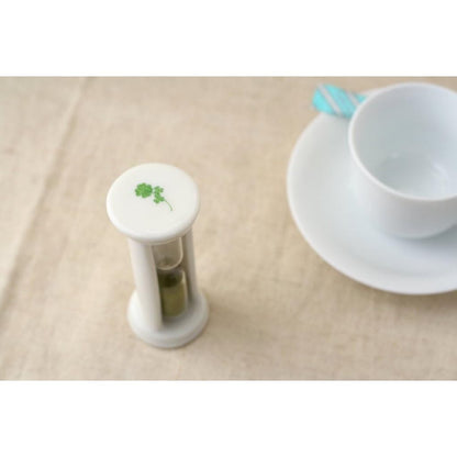 Cerapockke Ceramic 3-Minute Hourglass Seto Ware (Made in Japan) Four-Leaf Clover Tea Timer
