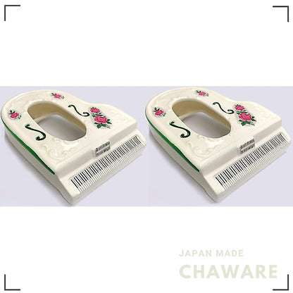 Japanese Seto Ceramic Piano-Shaped Pocket Tissue Case — 140 × 110 × 25 mm (Made in Aichi)