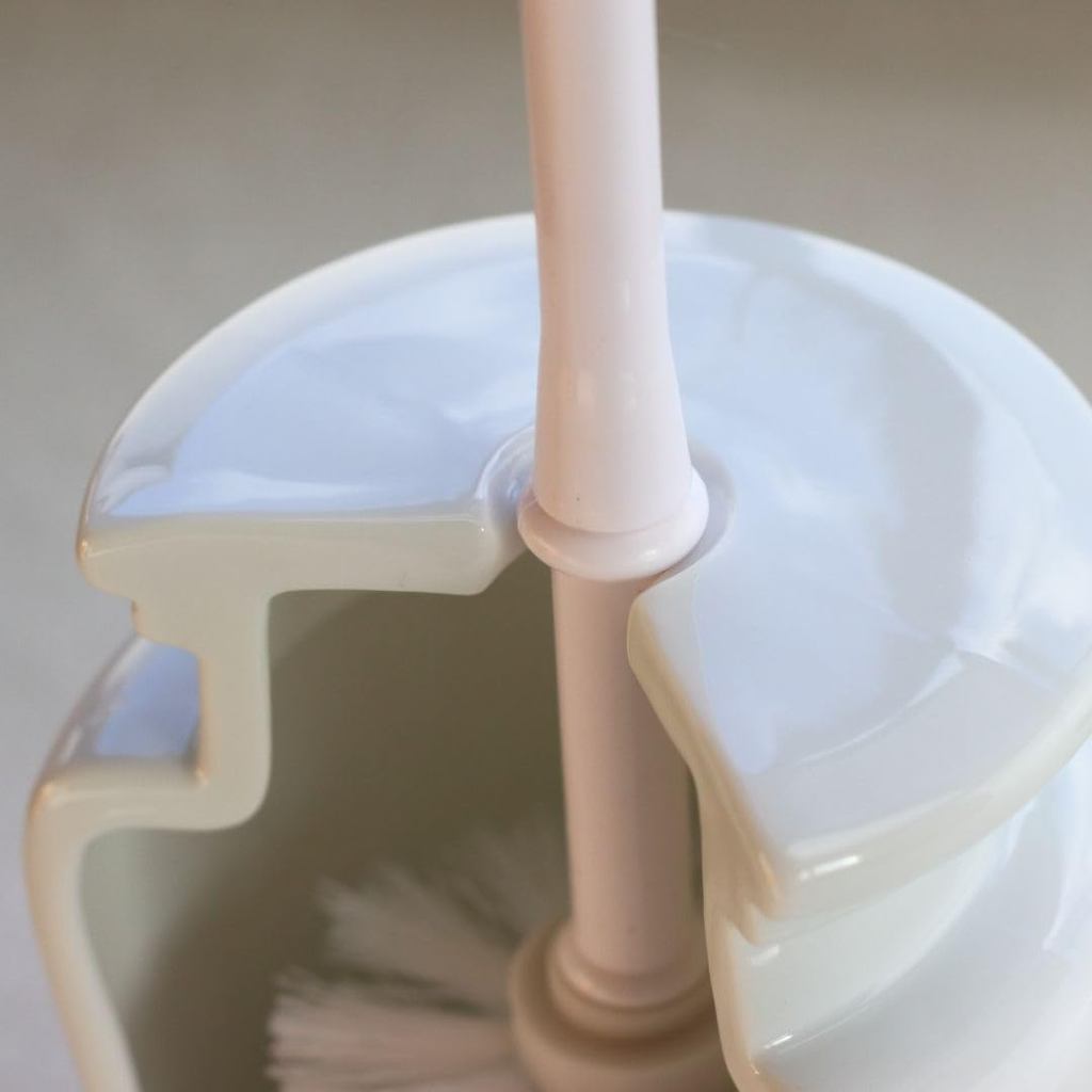 cerapockke Japanese Mino/Seto Ceramic Toilet Brush & Porcelain Holder, 2-Piece Toilet Cleaning Set