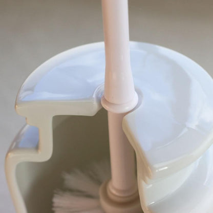 cerapockke Japanese Mino/Seto Ceramic Toilet Brush & Porcelain Holder, 2-Piece Toilet Cleaning Set