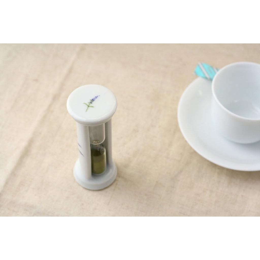 cerapockke Ceramic 3-Minute Lavender Hourglass Tea Timer - Seto-Yaki Japan-Made Floral Souvenir