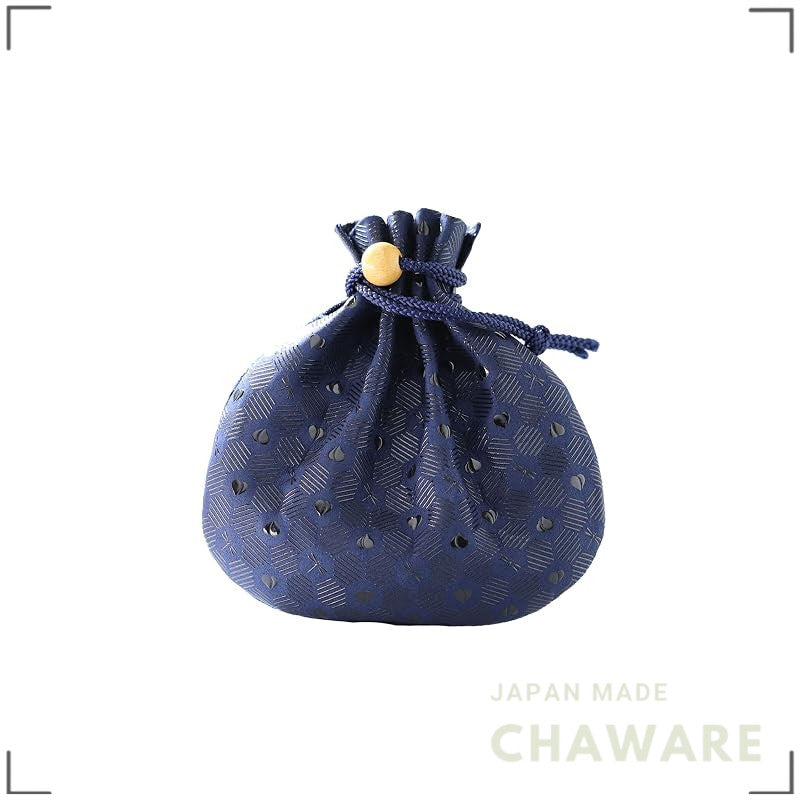 Momohana Inden-ya Koshu Inden Deerskin Drawstring Pouch, Made in Japan, Unisex Gift, Navy Black