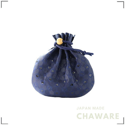 Momohana Inden-ya Koshu Inden Deerskin Drawstring Pouch, Made in Japan, Unisex Gift, Navy Black