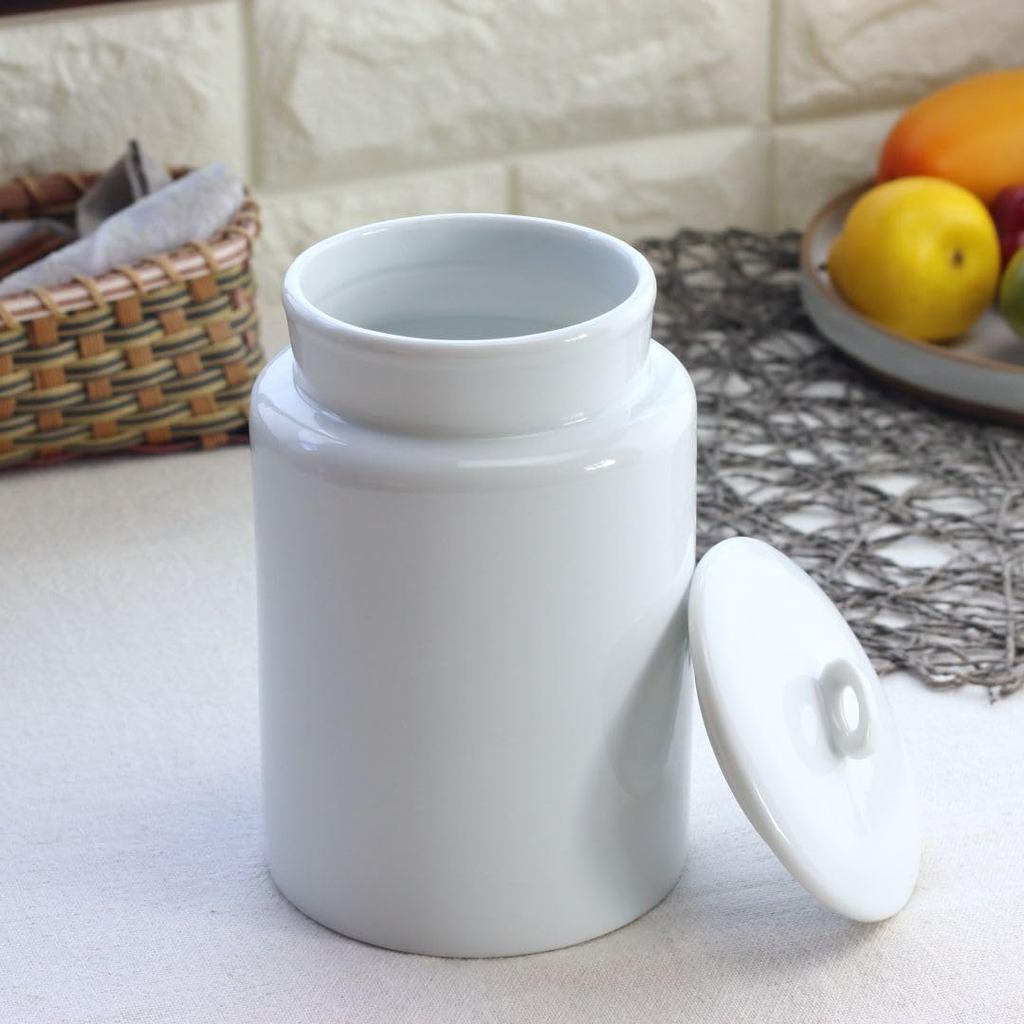 cerapockke Simple Line Sanitary Pail - Japanese Mino/Seto Ceramics Toilet Trash Bin White Gold