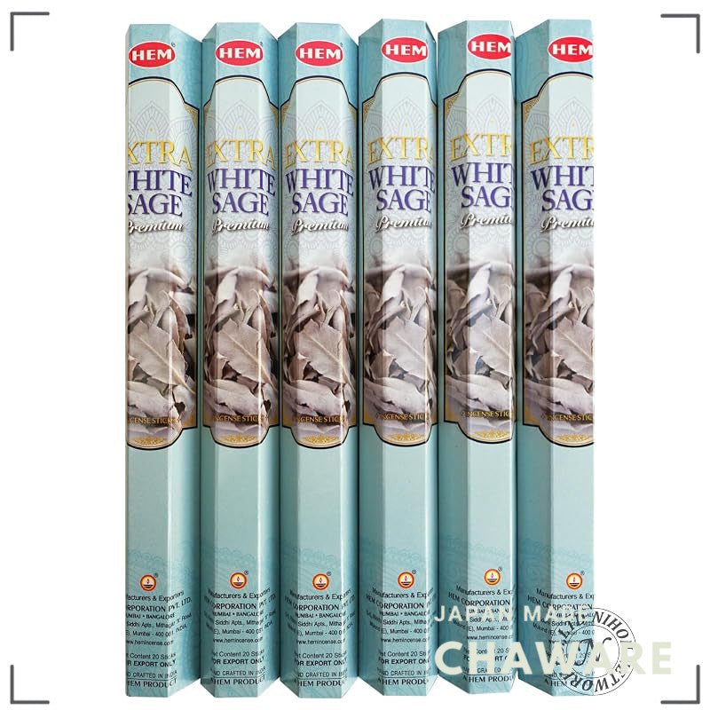 HEM Extra White Sage Incense Sticks - Hexagonal Stick Type 6-Pack by Japan Network