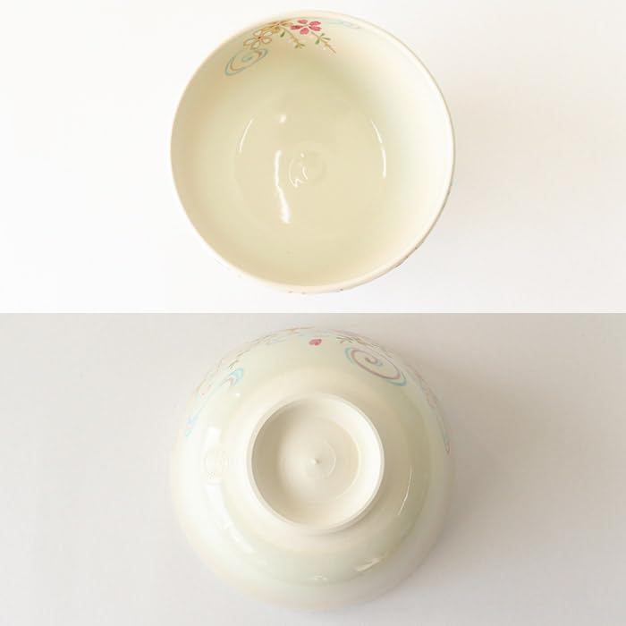 Kyo-yaki Kiyomizu-yaki Matcha Bowl “Sakura Flowing Stream” Cherry Blossom Tea Bowl with Wooden Box Made in Japan