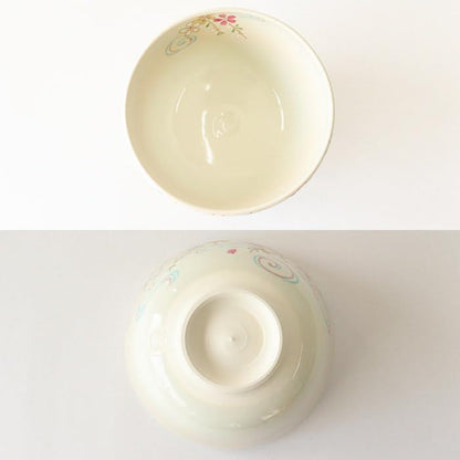 Kyo-yaki Kiyomizu-yaki Matcha Bowl “Sakura Flowing Stream” Cherry Blossom Tea Bowl with Wooden Box Made in Japan