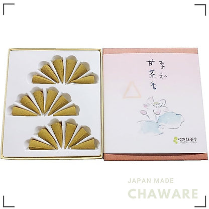 Awaji Baikundo Amacha Incense Cones - Sandalwood & Frankincense Purifying Aroma 18pcs Japan