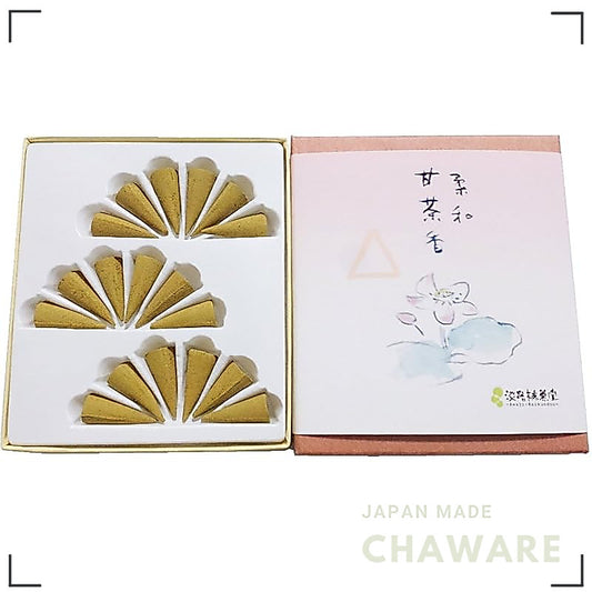 Awaji Baikundo Amacha Incense Cones - Sandalwood & Frankincense Purifying Aroma 18pcs Japan