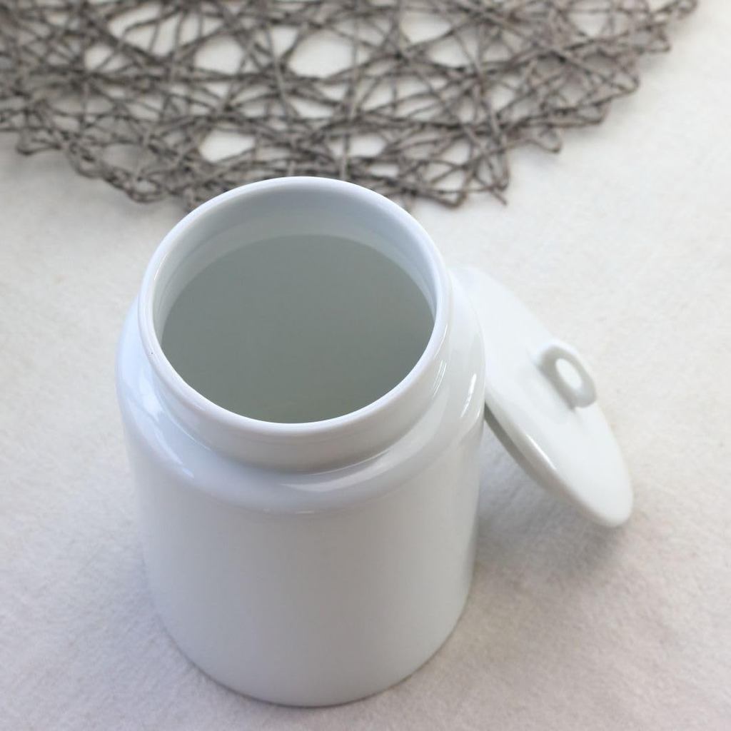 cerapockke Simple Line Sanitary Pail - Japanese Mino/Seto Ceramics Toilet Trash Bin White Gold