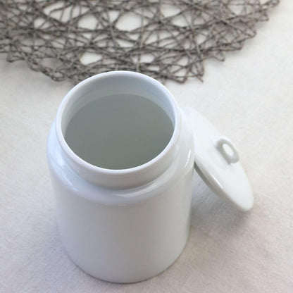 cerapockke Simple Line Sanitary Pail - Japanese Mino/Seto Ceramics Toilet Trash Bin White Gold