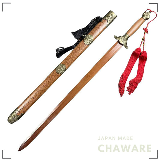 Minogo 97cm Wooden & Bamboo Training Sword — Lightweight Durable Tai Chi Kendo Iaido Practice Bokken Shinai for Beginner