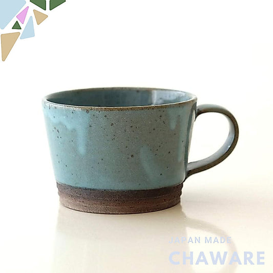Made in Japan Seto-yaki Ceramic Mug - Stylish Aqua Blue Modern Handmade Tea & Coffee Cup