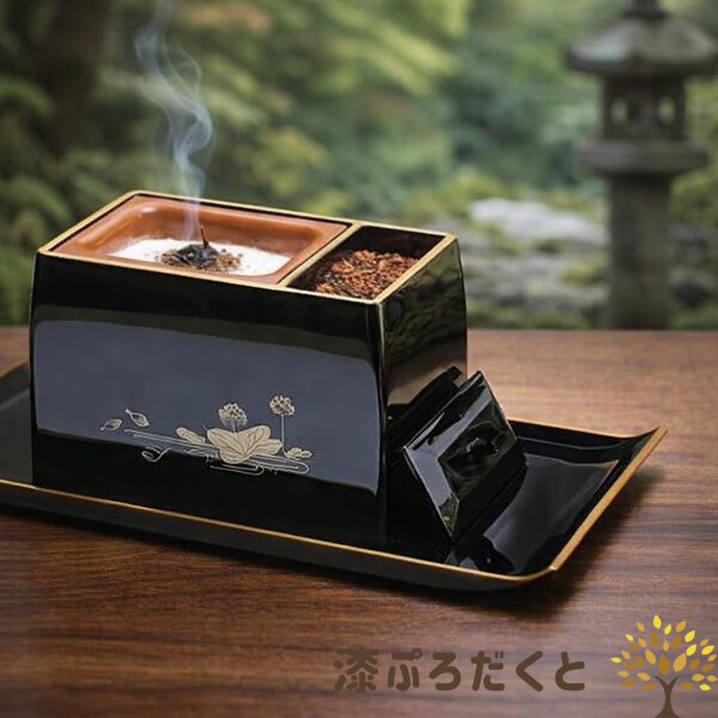 小型塗香器セット - 香炉、香皿、炭、灰ならし