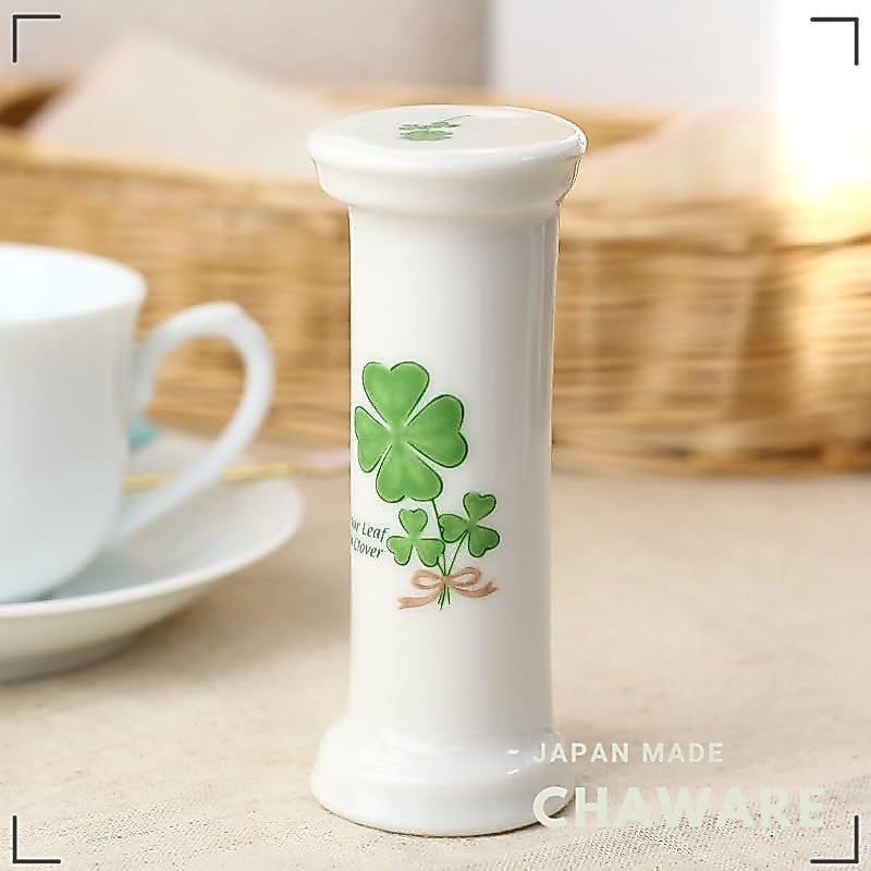 Cerapockke Ceramic 3-Minute Hourglass Seto Ware (Made in Japan) Four-Leaf Clover Tea Timer