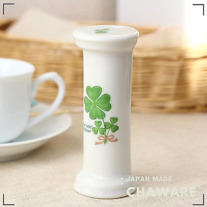 Cerapockke Ceramic 3-Minute Hourglass Seto Ware (Made in Japan) Four-Leaf Clover Tea Timer