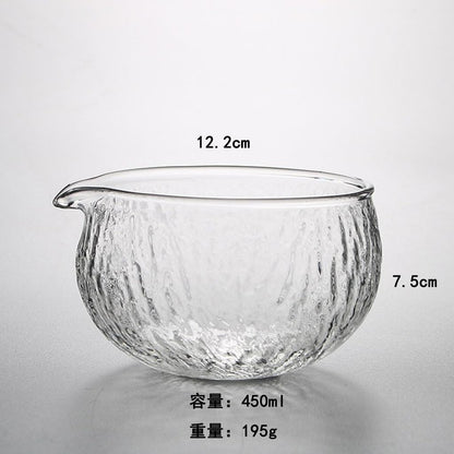 MiniMood Glass Matcha Bowl 13cm 500ml Clear Hammered Traditional Japanese Tea Ceremony Gift