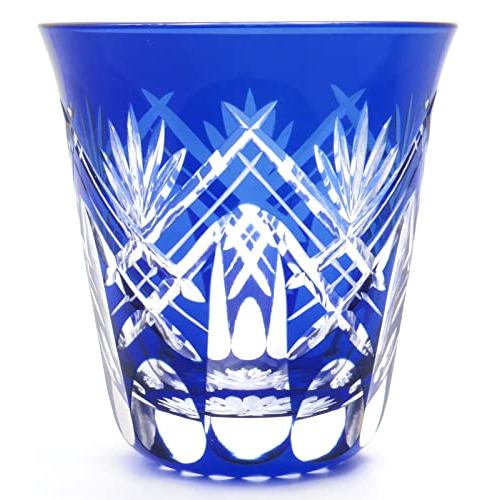 Sumida Edo Kiriko Shochu Tumbler, Blue Sword Arrow Pattern, Gift Box, 290ml, Made in Japan KY-44