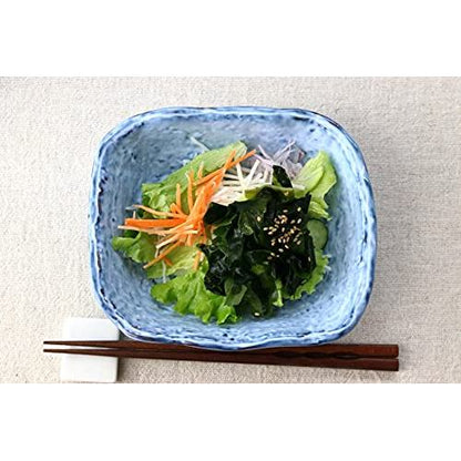 Cerapockke Seto-Yaki 18cm Blue Ceramic Salad Serving Bowl - Japanese Made Versatile Tableware