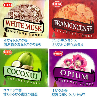 HEM India Cone Incense Assorted Set 12 Scents 12 Boxes 120 Cones + 'Welcome to Incense' Booklet
