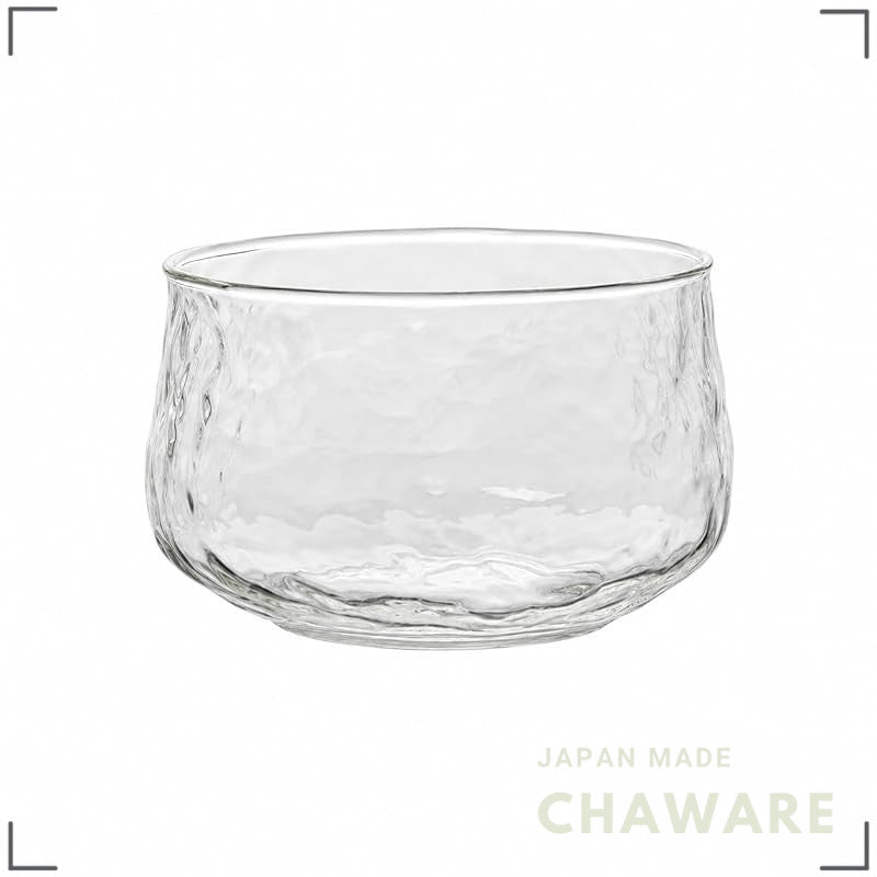 MiniMood 500ml Heat-Resistant Glass Bowl, Clear Ice Crack Textured Dessert Bowl, Japanese Tableware