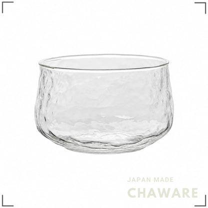 MiniMood 500ml Heat-Resistant Glass Bowl, Clear Ice Crack Textured Dessert Bowl, Japanese Tableware