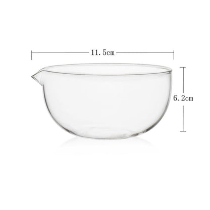 Clear Heat-Resistant Glass Matcha Tea Bowl, 11.5cm Wide x 6.2cm High, Tea Ceremony Practice