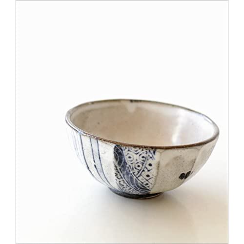 Japanese Seto Ware Ceramic Rice Bowl - Handmade, Kohiki Faceted, Vintage-Style Simple Tableware
