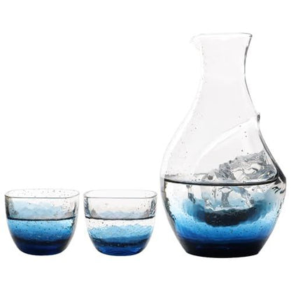 Toyo-Sasaki Glass Yachiyo Kiln Japanese Cold Sake Set G641-M81, Elegant Sakeware Gift