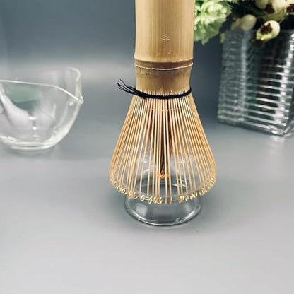 Minimood Matcha Whisk Holder, Clear/Pink Glass, 6.6x4.2x6cm, Japanese Tea Ceremony Accessory