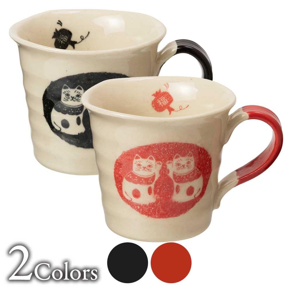 Seto-yaki Maneki Neko Ceramic Mug — Handcrafted Japanese Aichi Pottery