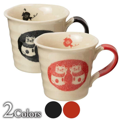 Seto-yaki Maneki Neko Ceramic Mug — Handcrafted Japanese Aichi Pottery