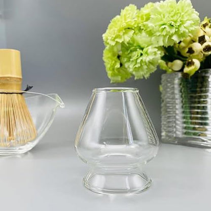 Minimood Matcha Whisk Holder, Clear/Pink Glass, 6.6x4.2x6cm, Japanese Tea Ceremony Accessory