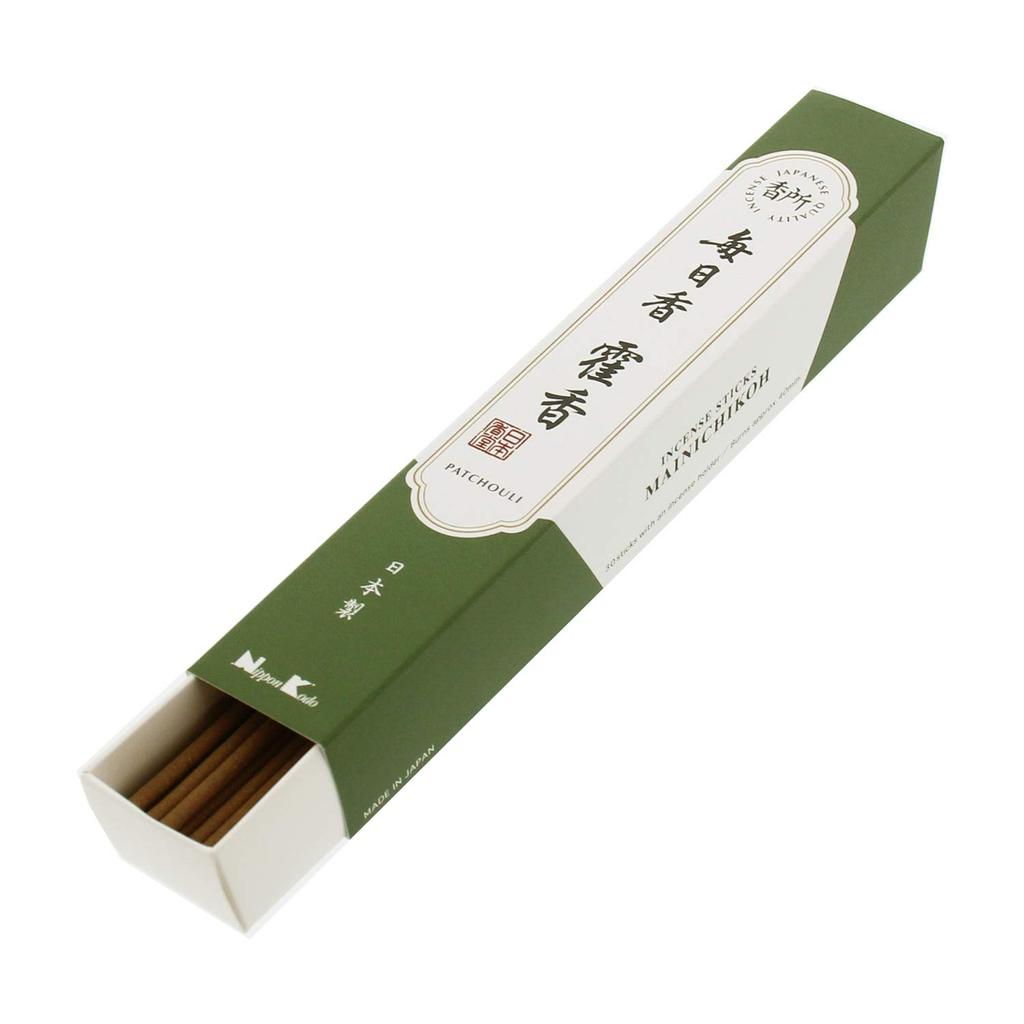 Mainichiko by Nippon Kodo Patchouli Incense Sticks 30pcs with Holder - Japanese Scented Incense