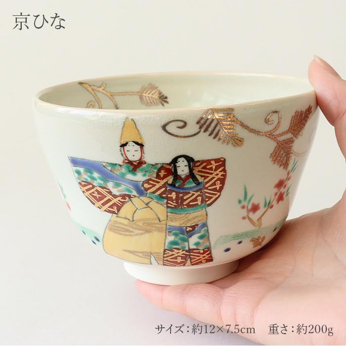 Kyo-yaki Kiyomizu-yaki Matcha Bowl “Kyo Hina” Japanese Tea Ceremony Chawan with Box Made in Japan