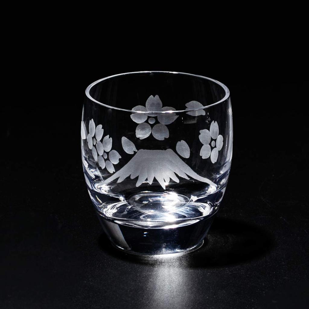TABLEAU Japanese Edo Kiriko Mt Fuji Cherry Blossom Cold Sake Glass TB0050-33 Gift Box Made in Japan