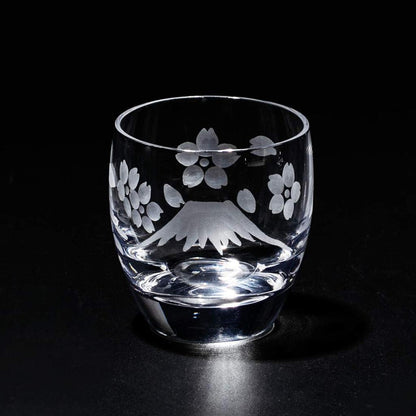 TABLEAU Japanese Edo Kiriko Mt Fuji Cherry Blossom Cold Sake Glass TB0050-33 Gift Box Made in Japan