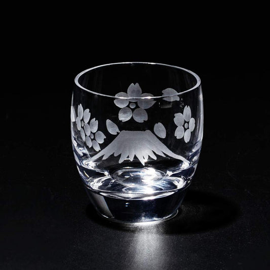 TABLEAU Japanese Edo Kiriko Mt Fuji Cherry Blossom Cold Sake Glass TB0050-33 Gift Box Made in Japan
