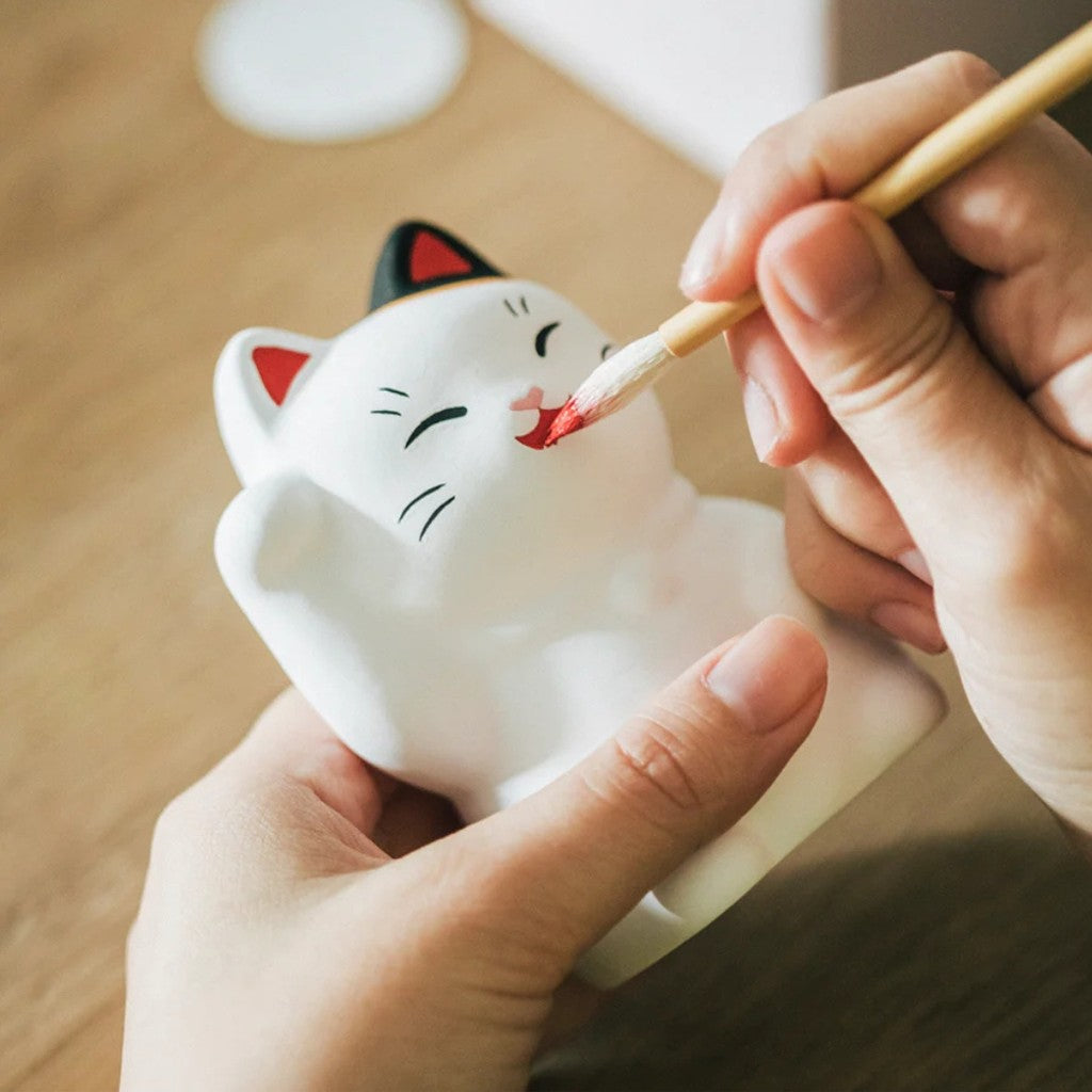 DIY Lucky Cat Piggy Bank (Right Paw Raised) Hand-Paint Ceramic Maneki Neko