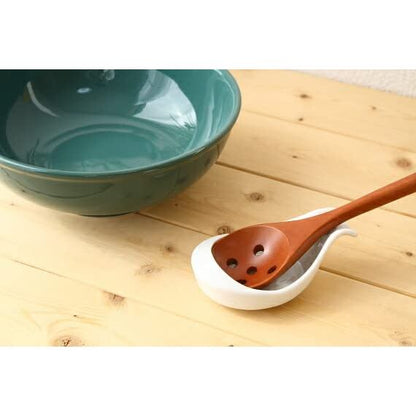 cerapockke Large Ceramic Renge Soup Spoon Rest - Japanese Made Seto-yaki Holder for Chinese Cuisine