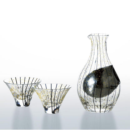Toyo-Sasaki Edo Glass Sake Set, Yachiyo Kiln, Cold Sake Cups & Carafe, Made in Japan Gift G641-M82