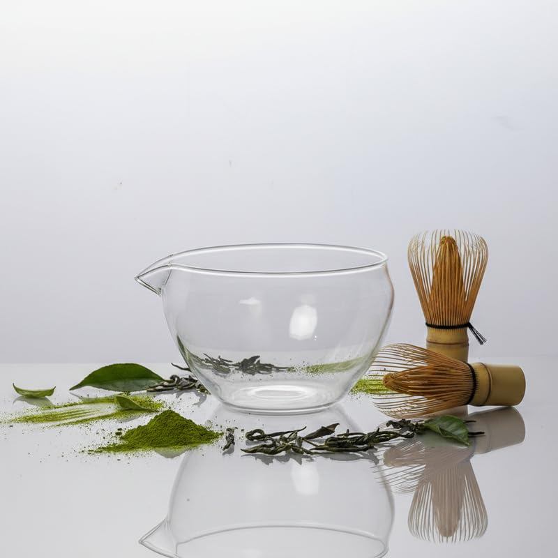 MiniMood 600ml Heat-Resistant Glass Spouted Bowl, Tea Pitcher, Matcha, Sauce Holder